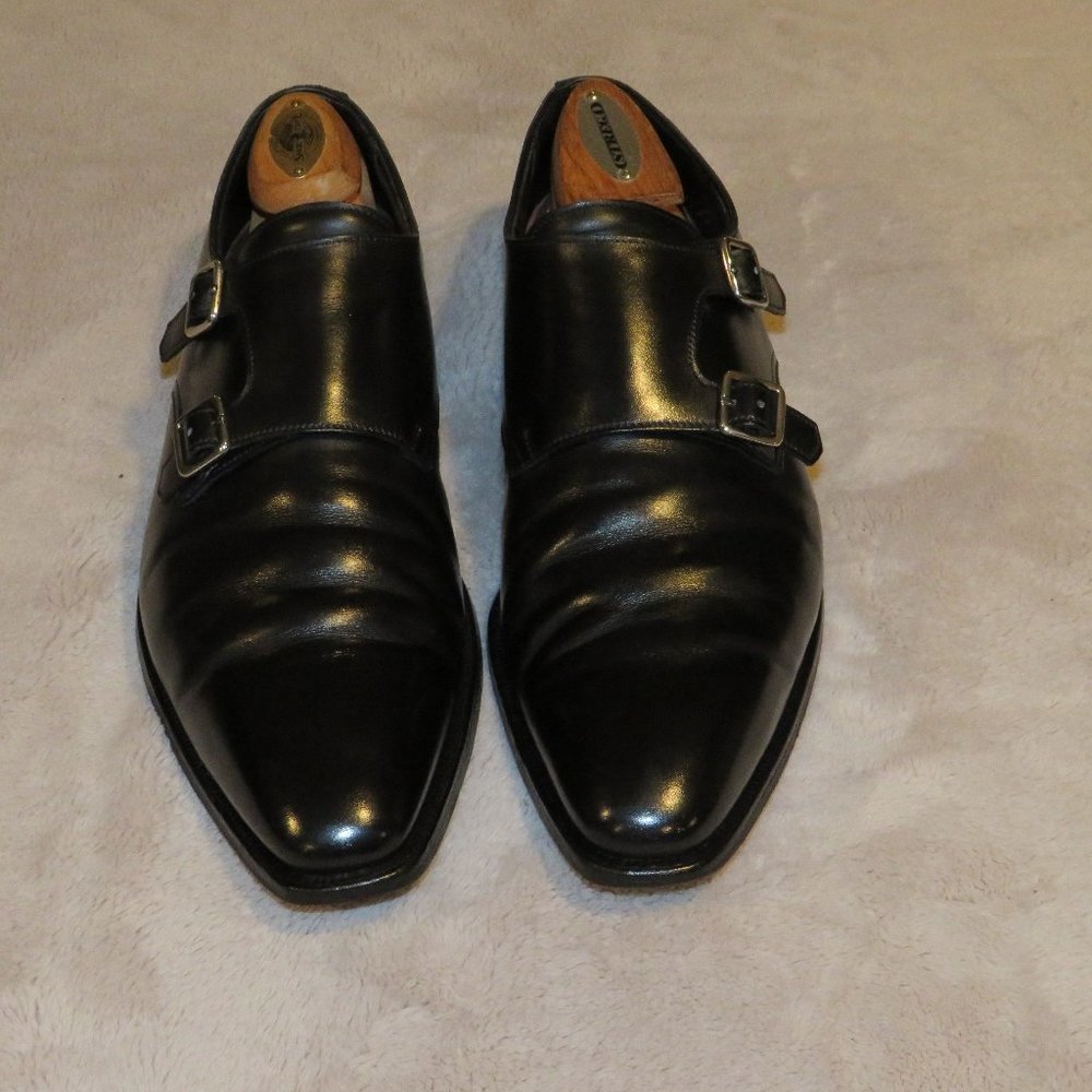 Crockett & Jones Seymour2 Black Calf Leather Double Monk Strap Loafer 9E - Picture 1 of 9